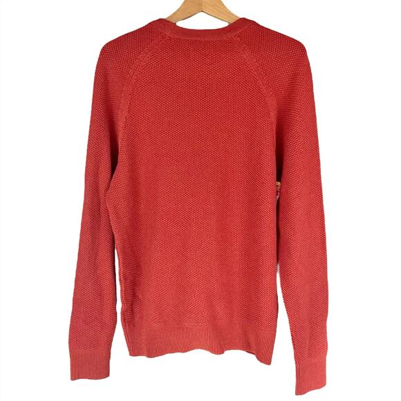 UNTUCKIT Like-New Fair Trade Organic Cotton Waffle Knit Sweater Red-Orange Sz M - Picture 6 of 8